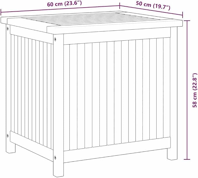 Wood Deck Box, Garden Backyard Storage Container for Patio Furniture Cushions and Gardening Tools, 23.6"x19.7"x22.8",-711