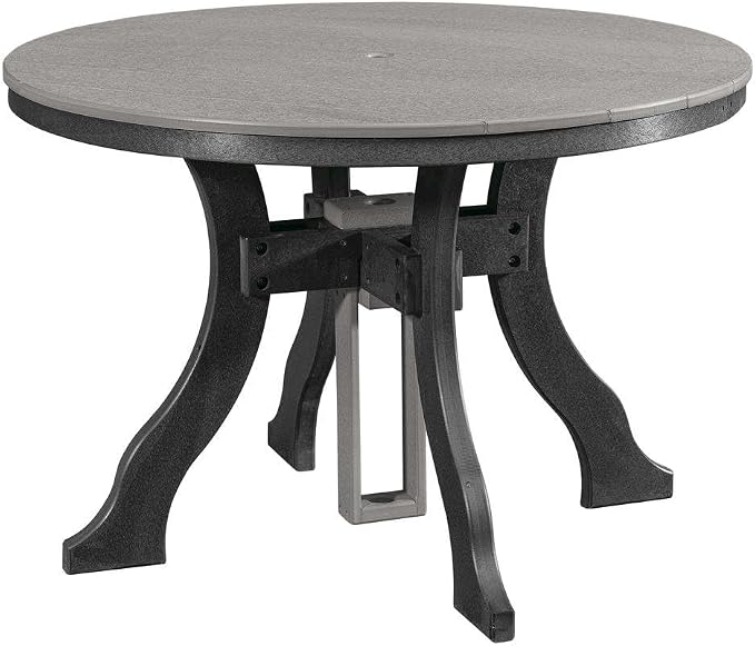 Gray 5-Piece Round Dining Set, Heavy-Duty HDPE, Umbrella Hole, All-Weather Patio Furniture, Great for Harborside