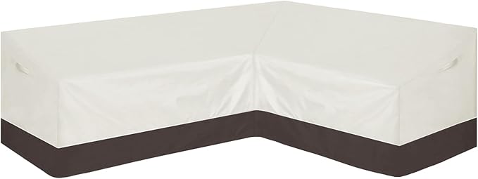 Easy-Going Outdoor L-Shaped Sectional Sofa Cover 104"X83" UV Resistant Patio Sectional Couch Cover Waterproof Lawn Patio Furniture Cover (Right Facing, Beige/Brown)