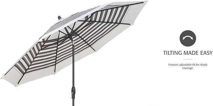 Treasure Garden 11-Foot (Model 812) Deluxe Auto-Tilt Market Umbrella with Bronze Frame and Sunbrella Fabric: Heather Beige with Double Wind Vent (Includes 3 Year Extended Frame Warrantee)