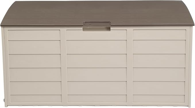 75 Gallon Resin Deck Box,Outdoor Large Resin Deck Box,Lockable Container for Patio Furniture Cushions Garden Tools (Brown)