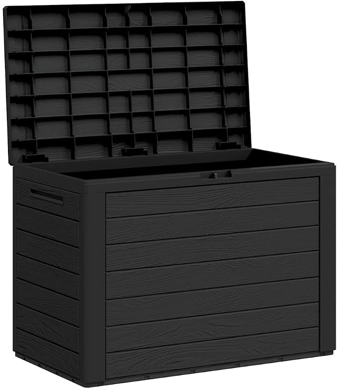 50 Gallon Outdoor Storage Box 30.7"x17.3"x21.7" Polypropylene Patio Garden Tool Chest Anthracite Matte Flap for Balcony Backyard Garage
