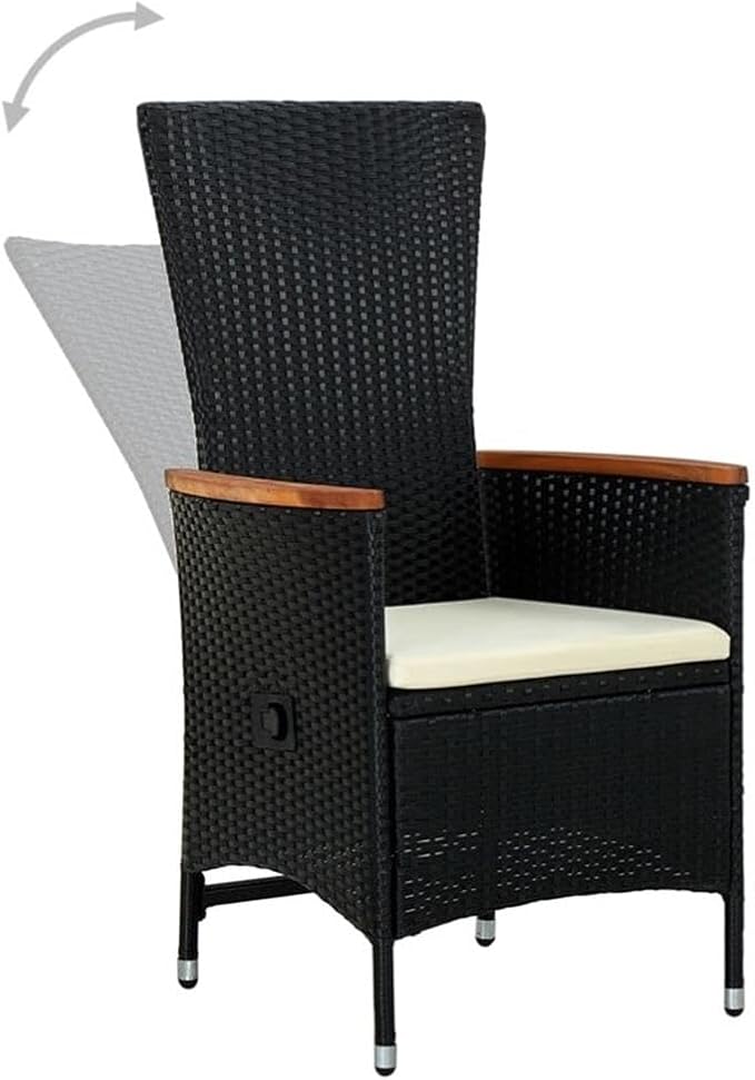 Afuera Living Contemporary Patio Dining Set, PE Rattan Construction, Black Finish, Square Table and 4 Chairs, Weather-Resistant Outdoor Furniture for Terrace or Garden