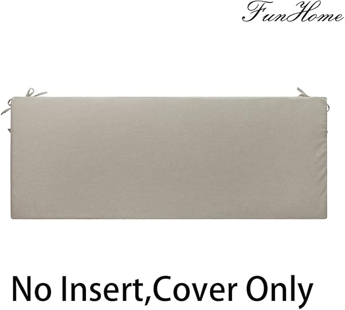 FUNHOME Outdoor Bench Cushion Cover 48 x18 x 3 inch,Water Resistant Cover with Zipper&Ties,Fade-Resistant Slipcover,Patio Porch Swing Cushion Cover Replacement Only,No Insert(Light Brown)