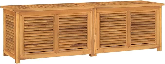 Large Solid Teak Wood Garden Storage Box, Outdoor Patio Deck Container with Waterproof Liner, 68.9 inch Rectangular Furniture for Backyard Organization