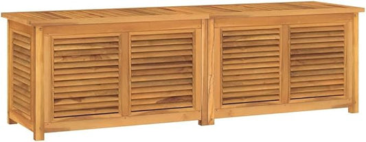 Garden Storage Box, Solid Teak Wood Outdoor Deck Box, Large Patio Organizer for Garden Tools and Cushions, Rectangular Wooden Bin with PE Bag, Brown, 68.9 x 68.9 x 21.7 inch