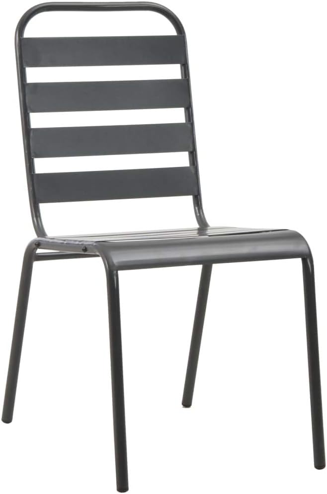 vidaXL Steel with E-Coated and Powder-Coated Dining Set in Dark Gray