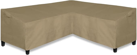 Easy-Going 600D Patio V-Shaped Sectional Sofa Cover, Heavy Duty Outdoor Sectional Cover, Waterproof Furniture Cover with Air Vent 85" L (on Each Side) x 33.5" D x 31" H, Camel