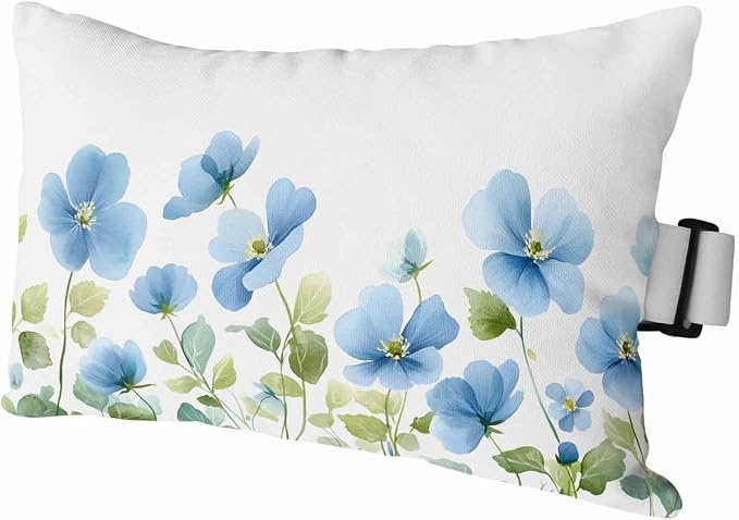 Pack of 2 Outdoor Lumbar Cushions with Inserts, Blue Flowers Watercolor Green Leaves Waterproof Fluffy Fade Body Pillows, Patio Furniture Pillow for Home Balcony Garden Decor 12x20IN