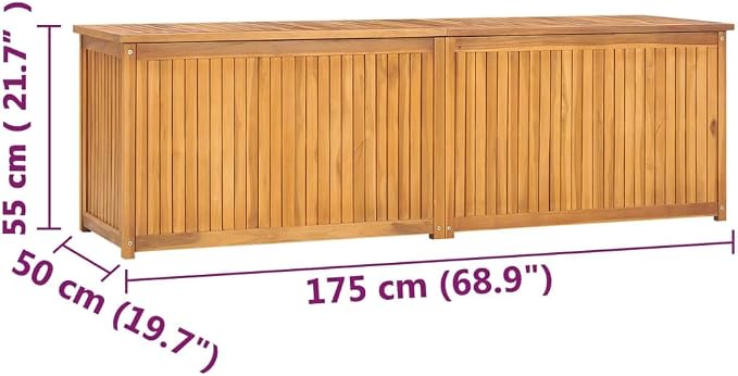 Solid Wood Outdoor Storage Bench,Solid Teak Wood Garden Deck Box Patio Storage Box with Liftable Top Outdoor Wooden Storage Container for Patio,Backyard,Poolside, 68.9"x19.7"x21.7" -AA
