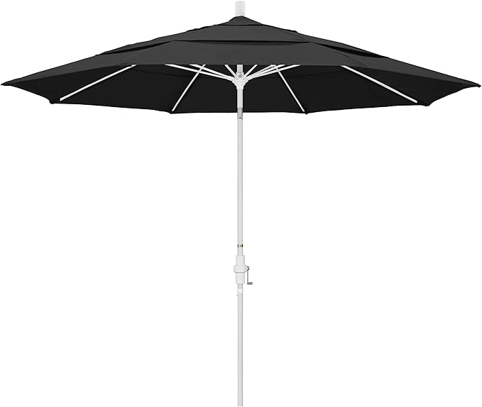 California Umbrella 11' Round Fiberglass Rib Market Umbrella, Crank Lift, Collar Tilt, Black (GSCUF118170-SA08-DWV)