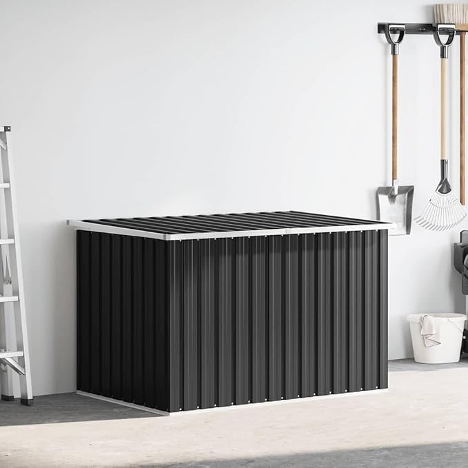 Galvanised Steel Patio Storage Box Anthracite, 58.7x39x36.6 Inch Outdoor Storage Chest for Cushions, Tools, Garden Equipment