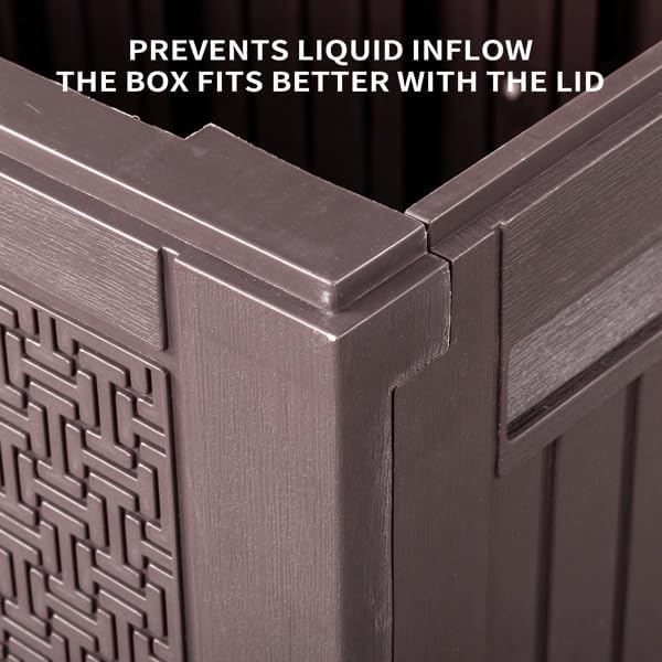 90gal Outdoor Garden Plastic Storage Deck Box Tools Lockable Seat (Brown)