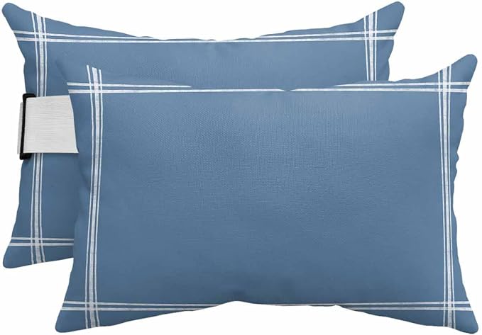 Chaise Lounge Chair Pillow with Strap & Insert Solid Color Outdoor Recliner Head Pillow Pack of 2 Royal Blue Waterproof Headrest Patio Lumbar Pillow for Beach Pool Office Chair 11x16 Inch
