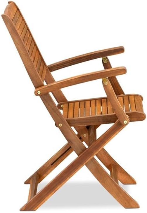 Pemberly Row 5-Piece Patio Dining Set, Natural Oil Finish, Rectangular Table and 4 Foldable Chairs, Lightweight and Compact Outdoor Furniture, Contemporary Style for Garden or Patio