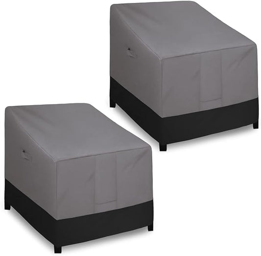 Easy-Going Outdoor Chair Cover Waterproof, Heavy Duty Patio Chair Cover, Windproof Outdoor Furniture Cover with Air Vent (2 Pack-33.5Wx31.5Dx36H inch, Gray/Black)