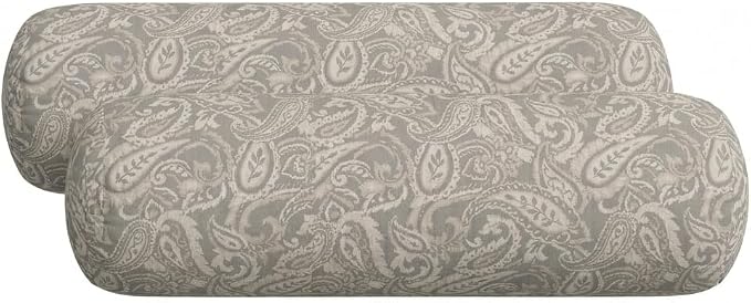 RSH DECOR: Neck Roll Pillows Set of 2 | 24” x 8” | Outdoor Bolster for Patio, Deck, Porch, or Poolside Chairs | Fade & Water-Resistant | Made in USA (Ayideal Fossil)