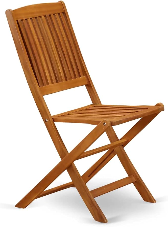 East West Furniture BSCM92CANA 9 Piece Patio Garden Table Set Includes an Oval Outdoor Acacia Wood Dining Table and 2 Folding Arm Chairs with 6 Side Chairs, 36x78 Inch, Natural Oil