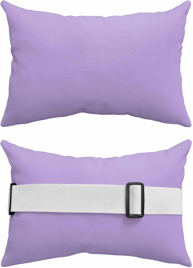 Outdoor Waterproof Lumbar Pillow Lavender Purple Waterproof Headrest Pillow Lumbar Pillows with Insert & Adjustable Elastic Strap Simple Style Pillows for Patio Beach Pool Chaise Chair 1 Pack 11x16