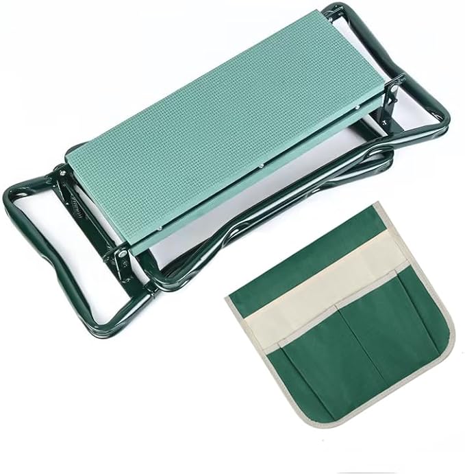 Roixeeds Garden Kneeler and Seat Foldable Gardening Bench Stool with Tool Bag Pouch EVA Foam Pad Outdoor Practical Garden Tools for Kneeling and Sitting Sturdy and Lightweight, Green