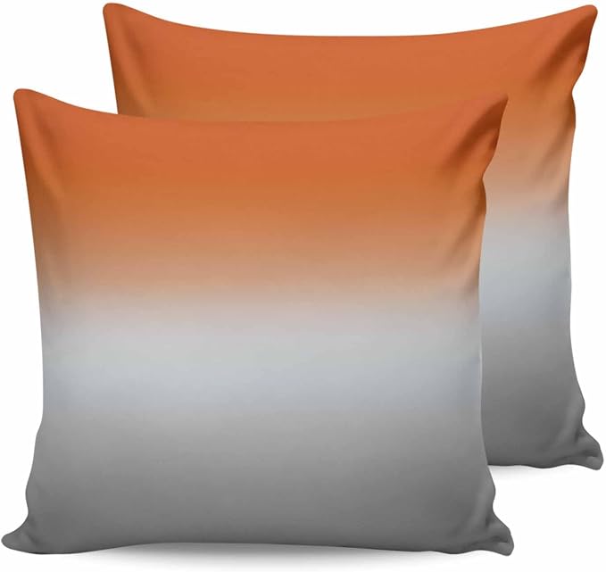 Outdoor Waterproof Throw Pillow Covers Set of 2 Orange Grey Ombre Pillowcases 18x18 Inches Gradient Gradual Color Patio Decorative Pillows Cushion Case Patio Pillows for Couch Bed Chair Garden