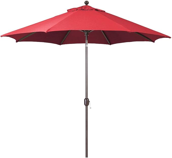 9-Foot Galtech (Model 737) Deluxe Auto-Tilt Umbrella with Antique Bronze Frame and Sunbrella Fabric Jockey Red (Includes Extended Frame Warrantee)