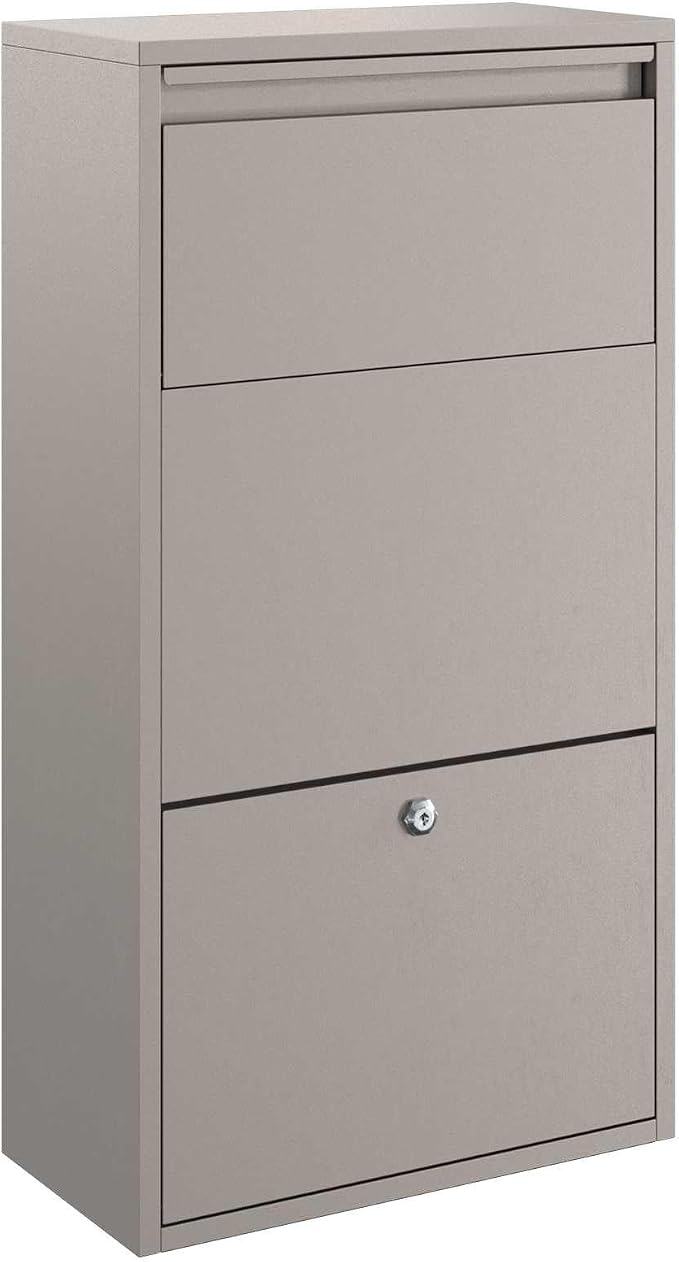 Weathering Steel Parcel Drop Box, Secure Large Capacity Package Delivery Locker with Lock for Porch Garden Outdoor Mail Receiving, 17.32 x 8.66 x 32.28 in
