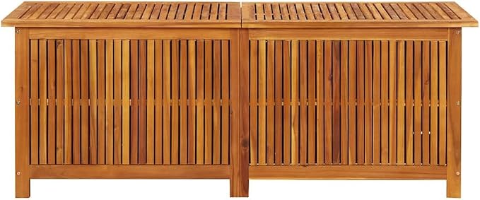 Outdoor Garden Storage Box, 59 Inch Large Acacia Wood Deck Box with Water-Resistant Inner Liner, Rustic Patio Furniture for Cushions and Blankets, Brown