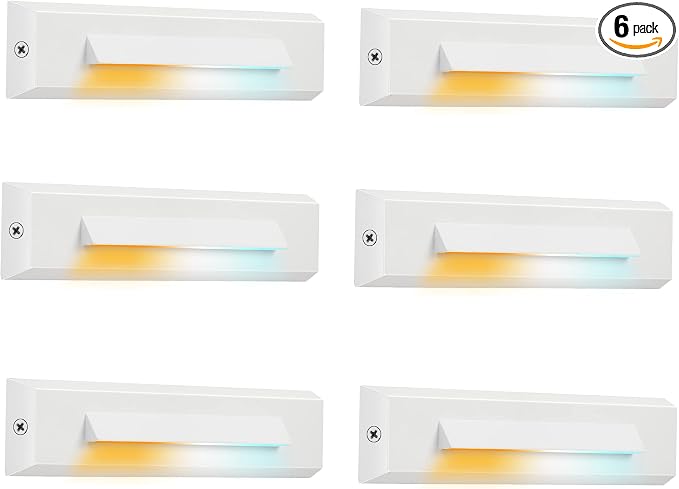 CLOUDY BAY [6 Pack] Low Voltage 12-24V LED Step Lights Outdoor,2.5W Landscape Cutoff Stair Riser Light,Outside Accent Lighting Fixtures,Wet Location,White