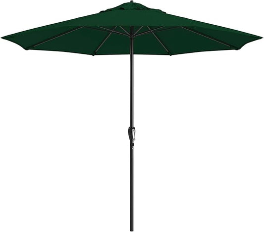 California Umbrella 8-Year Protection 9 Ft Outdoor Patio Umbrella, Solstice Fade-Resistant Fabric, Auto-Tilt, Heavy Duty Aluminum Frame, 8 Reinforced Ribs for Pool or Deck, Black Pole, Hunter Green