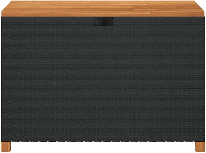 43" Deck Box Black Brown Outdoor Storage Box with Acacia Wood Frame 706 lbs Bench Seat for Patio Garden 21.7x43.3x24.8 in
