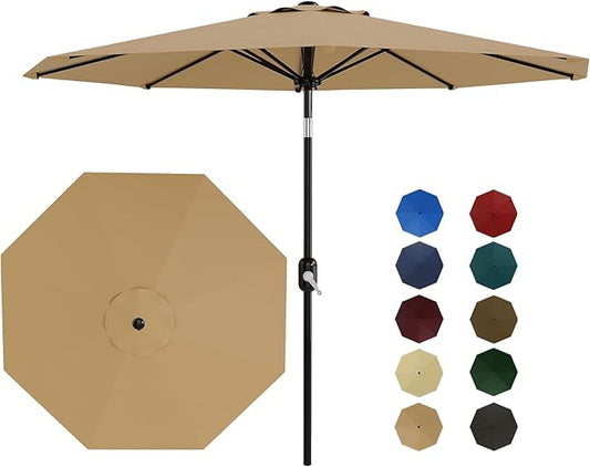 10Ft Patio Umbrella - 8 Sturdy Ribs Outdoor Table Umbrella with Crank Lift & Push Button Tilt - Market Umbrella for Pool, Deck, Yard, Garden - Turquoise