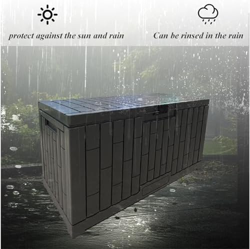 Waterproof Resin Deck Box with Lockable Lid for Indoor and Outdoor Storage - Ideal for Garden Tools and Patio Cushions (76 Gallon)