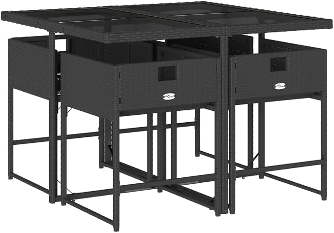 5 pcs Set Patio Dining Set & Balcony Furniture Black PE Rattan Garden Dining Set Outdoor Patio Furniture Set for Lawn Backyard Front Porch 43.3 x 41.7 x 28.7 in