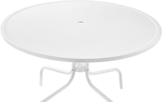 Crosley Furniture Tulip 5-Piece Outdoor Dining Set for 4, Retro Metal Round Patio Table and Chairs for Deck, Pastel Blue Satin