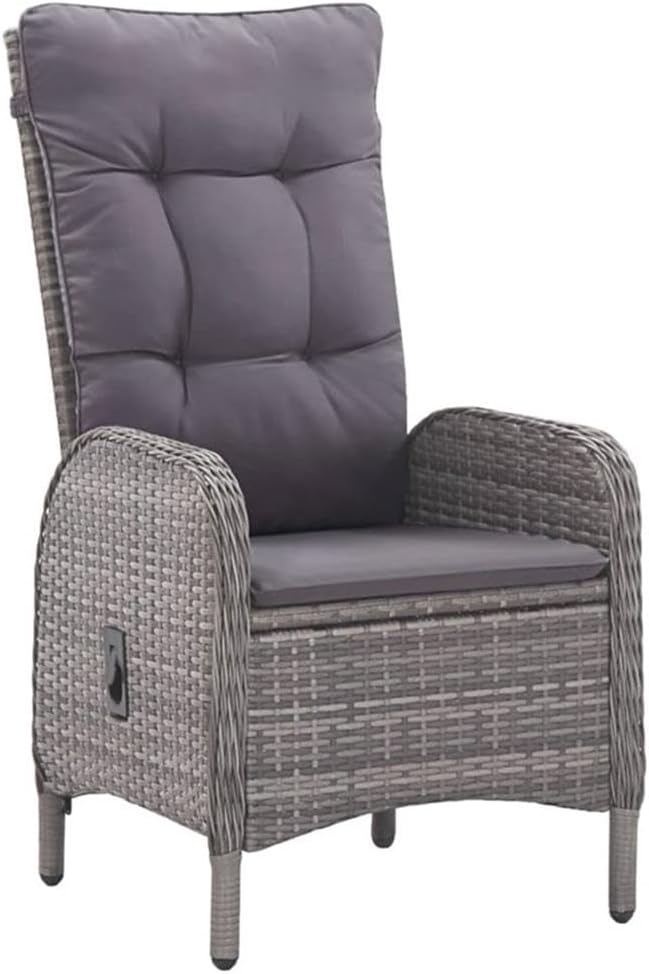 Afuera Living Synthetic Poly Rattan Patio Dining Set, 47.2 x 47.2 in Table, Gray Finish, 8 Armchairs with Cushions, Weather-Resistant, Modern Outdoor Furniture for Garden, Terrace, Backyard Dining