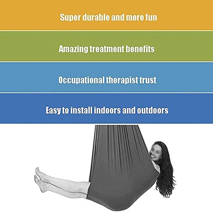Kids Therapy Swing Adjustable Aerial Yoga Cuddle Hammock Indoor Outdoor Snuggle Swing with Special Needs Ideal for Children Calming & Relaxing Sensory Integration