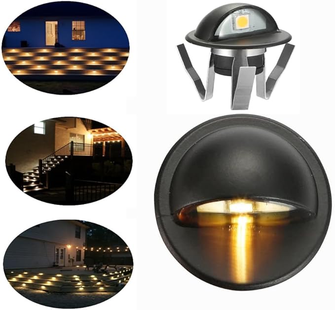 FVTLED Pack of 30 Warm White Low Voltage LED Deck Lights kit Φ1.38 Outdoor Garden Yard Decoration Lamp Recessed Landscape Pathway Step Stair Warm White LED Lighting, Black