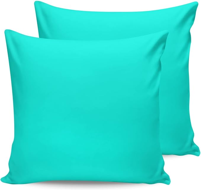 Outdoor Waterproof Throw Pillow Covers Set of 2 Teal Green Pattern Pillowcases 26x26 Inches Pure Colour Patio Decorative Pillows Cushion Case Patio Pillows for Couch Bed Chair Garden