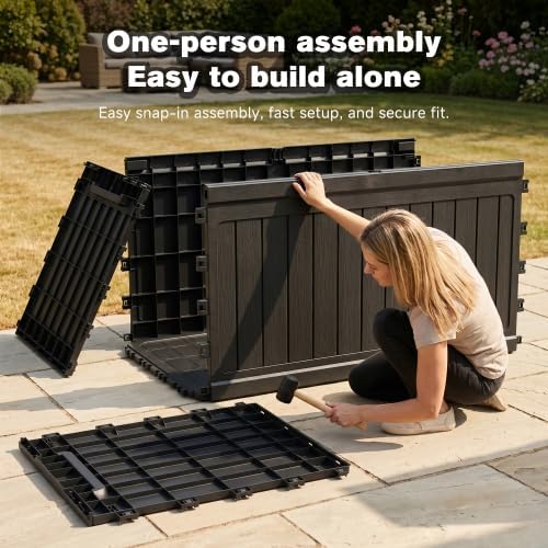 Outdoor Storage Box, Durable Deck Box with Side Handle and Lockable Lid, Deck Boxes Outdoor Waterproof, Large Patio Furniture for Poolside Accessories, Garden Tools, 230 Gallon