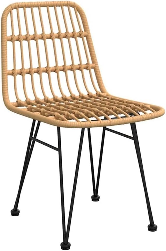 Afuera Living 5 Piece Poly Rattan Garden Dining Set, Brown Finish, Powder-Coated Steel Frames, Weather-Resistant UV-Protected Materials, Rectangular Table, Seating for 4, Modern Patio or Garden