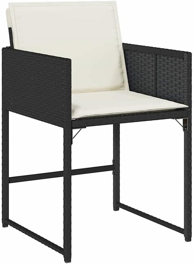 Afuera Living 5 Piece Poly Rattan Garden Dining Set, Black Finish, Glass Tabletop, Durable Steel Frame, Weather-Resistant Woven Texture, Cushioned Chairs, Modern Outdoor Patio or Balcony Furniture Set