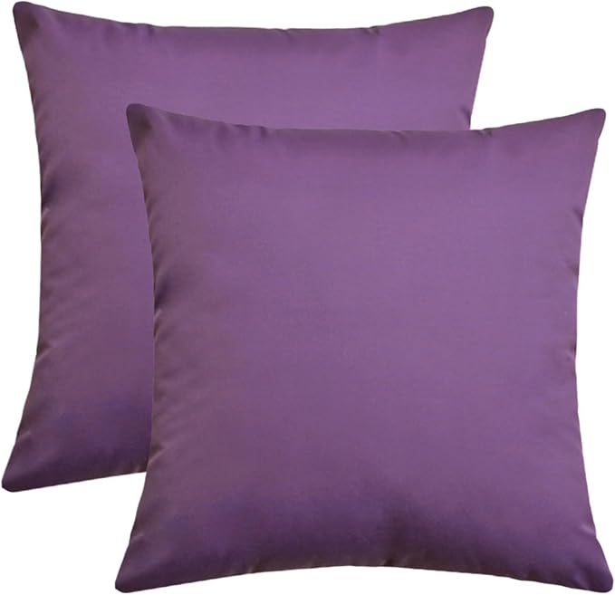 Pack of 2 Outdoor Waterproof Pillow Covers Decorative Throw Pillow Covers Furniture Cushion Cases Spring for Chair Patio Garden Couch Tent Balcony Sofa, Dark Purple, 18"x18"