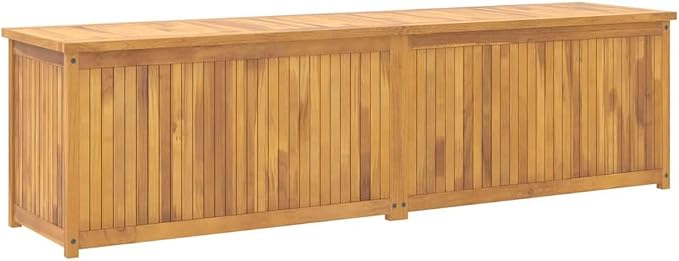 Garden Box Natural Solid Teak Wood 78.7x19.7x21.7 Inch Large Outdoor Storage Chest, Rectangular Wood Deck Box for Patio Garden Tools and Garage Organization