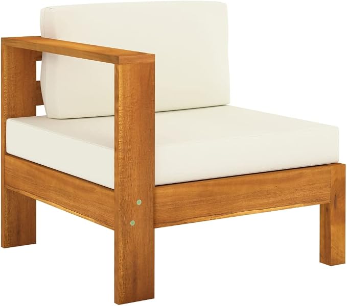 4-Seater Patio Sofa with Cream White Cushions,Outdoor Couch,Patio Bar Set,Modern Outdoor Furniture,Dining Bench with Back,Bistro Set,for Patio Deck Garden,Backyard & Lawn,Solid Acacia Wood