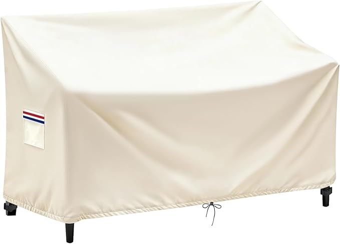 Patio Bench Cover,500D Outdoor 2-Seater Waterproof Outdoor Loveseat/Glider/Sofa/Furniture Cover,Beige - 74"L x 28"W x 33"H