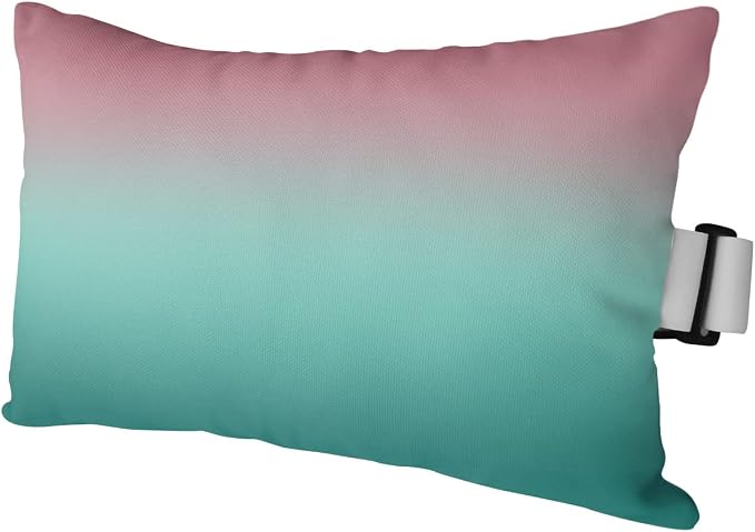 Outdoor Pillows Covers with Inserts Green and Pink Gradient Waterproof Recliner Pillow with Adjustable Strap Throw Pillows for Patio Furniture Pool Lounge Chair, 11x16 inch, 1PCS