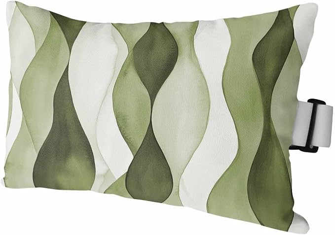 Outdoor Pillow for Chaise Lounge Chair Sage Green Gradient Ripples Outdoor Pillows Waterproof with Adjustable Strap Headrest Lumbar Pillows for Garden Patio Furniture 1 Pack 11" x 16"