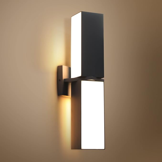 LUTEC Cuba 3000K 2000LM LED Porch Wall Light Outdoor, Modern Exterior Lights Fixture, Waterproof Wall Lamp Sconce Outside for House, Patio, Home, Entryway-Grey