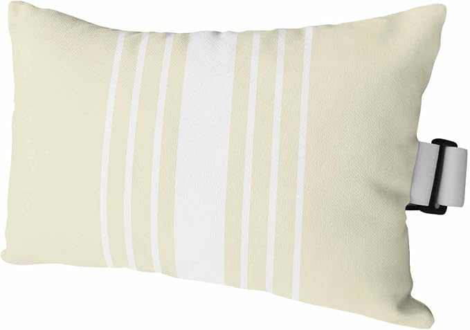 Outdoor Pillow for Chaise Lounge Chair White Striped on Yellow Headrest Pillow with Adjustable Elastic Strap Set of 1,11x16 inch, Modern Gradient Geometric Waterproof Head Pillows for Patio Pool